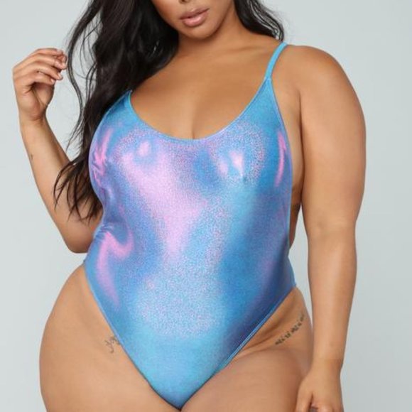 Fashion Nova Other - Fashion Nova Standout Metallic Swimsuit Lilac 2X New NWT